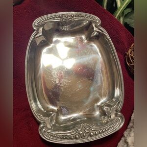 VTG JUAN VELA pewter heavyweight serving dish 10”Good overall condition Etchings